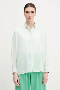 Pepe Jeans koszula damska kolor zielony relaxed z kołnierzykiem klasycznym PL305100 - Koszule damskie - miniaturka - grafika 1