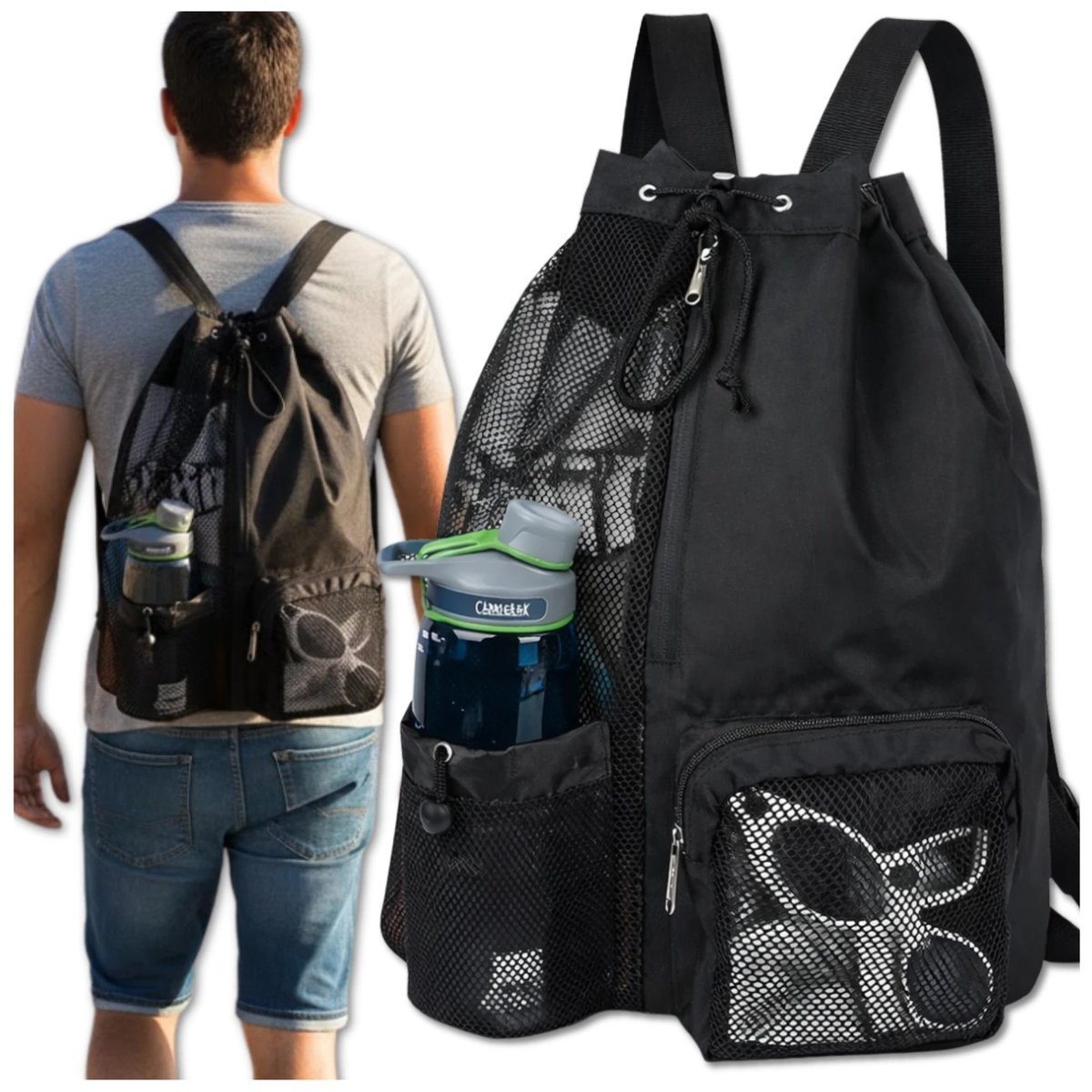 Plecak sportowy czarny treningowy gimnastyczny ze ściągaczem