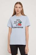 Koszulki sportowe damskie - Converse t-shirt bawełniany damski kolor niebieski - miniaturka - grafika 1