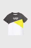 Koszulki dla chłopców - Guess t-shirt bawełniany dziecięcy kolor zielony wzorzysty - miniaturka - grafika 1