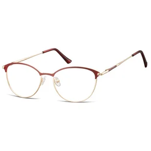 Okulary damskie zerówki kocie oprawki korekcyjne medium M295C bordowy/złoty - Okulary korekcyjne, oprawki, szkła - miniaturka - grafika 1