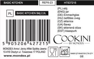 BASIC KITCHEN Słój 2,0L z uchwytem 14xh21,5cm - Pojemniki kuchenne - miniaturka - grafika 4