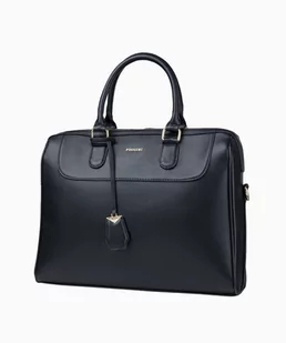 PUCCINI Czarna damska torba na laptopa z ozdobnym brelokiem - Torby na laptopy - miniaturka - grafika 1