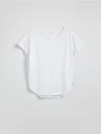 Koszulki i topy damskie - Reserved - Bawełniany t-shirt - biały - miniaturka - grafika 1