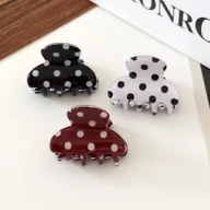 Ozdoby do włosów - TEMU 3 szt. Damskie słodkie i eleganckie czarno-białe spinki do włosów w kropki, stylowy design do codziennych fryzur, idealne na uroczyste okazje, - miniaturka - grafika 1