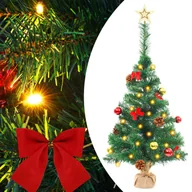 Choinki - vidaXL vidaXL Sztuczna choinka z bombkami i lampkami LED, zielona, 64 cm - miniaturka - grafika 1