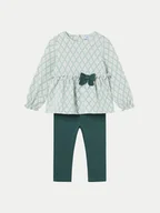 Komplety dla niemowląt - Mayoral Komplet bluzka i legginsy 2713 Zielony Regular Fit - miniaturka - grafika 1