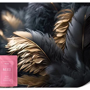 FOTOTAPETA DO SALONU CZARNO-ZŁOTE PIÓRA ABSTRAKCJA STYL GLAMOUR 3D 400x280 - Fototapety FOTOTAPETA DO SALONU CZARNO-ZŁOTE PIÓRA ABSTRAKCJA STYL GLAMOUR 3D 400x280 - Fototapety - miniaturka - grafika 1