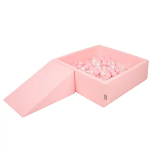 KiddyMoon Piankowy plac zabaw PPZP-KW30D-112 z piłeczkami różowy: pudrowy róż-perła-transparent basen 100/klin L - Suche baseny - miniaturka - grafika 1