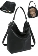 Torebki damskie - Torebka Damska na Ramię Worek Shopper LUIGISANTO Czarna Format A4 - miniaturka - grafika 1