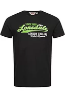 Koszulki męskie - Lonsdale Męski T-shirt Croxton, czarny/neonowo-zielony, S - miniaturka - grafika 1