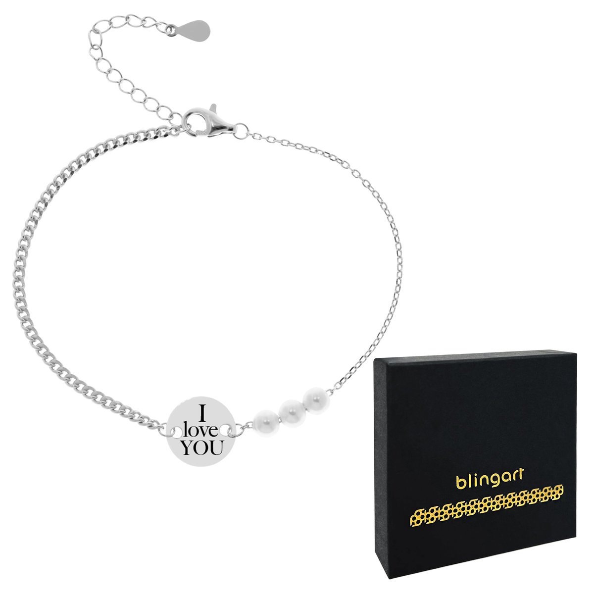 Bransoletka srebrna damska z GRAWEREM perły SREBRO