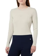 Koszulki i topy damskie - Champion Legacy Evo W-Polyester Wool Stretch Jersey L-s Regular Crewneck Damska koszulka z długim rękawem, Srebrny Szary, L - miniaturka - grafika 1