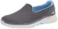 Trampki damskie - Skechers Damskie trampki Go Walk 6 Big Splash, Szary tekstylny niebieski wykończenia, 39.5 EU - miniaturka - grafika 1