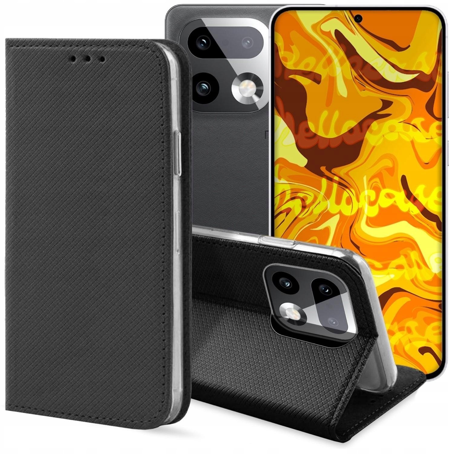Hello Case Etui z Klapką Do Realme 16 Pro 5G Czarne, Zamykane, Magnetyczne, Kabura