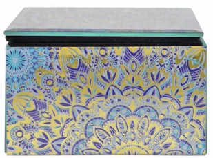 Szkatułka szklana w niebieskie wzory, EWAX, 11x11x6,5 cm - Pudełka i szkatułki - miniaturka - grafika 1
