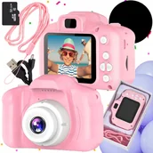 Aparaty Cyfrowe - APARAT CYFROWY DLA DZIECI Dziecka Fotograficzny RÓŻOWY gry + KARTA 32GB - miniaturka - grafika 1
