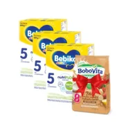 Mleko modyfikowane - Bebiko Junior 5 Odżywcza formuła na bazie mleka dla przedszkolaka + BoboVita Porcja Zbóż Kaszka mleczna 7 zbóż zbożowo-owsiana truskawka-banan po 8. miesiącu GRATIS Zestaw 3 x 600 g + 210 g - miniaturka - grafika 1