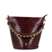 Torebki damskie - Torebka Menbur Bordowe Tłoczona Długi Pasek Średni Uchwyt - miniaturka - grafika 1