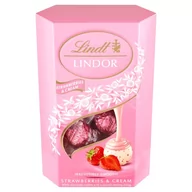 Inne słodycze - Lindt Lindor Pralinki z białej czekolady z kawałkami truskawek 200 g - miniaturka - grafika 1