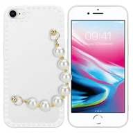 Etui i futerały do telefonów - Etui ochronne Cadorabo do Apple iPhone 7 / 7S / 8 / SE 2020 w kolorze białym etui na telefon komórkowy etui TPU łańcuszek na nadgarstek - miniaturka - grafika 1