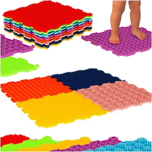 Mata sensoryczna puzzle montessori do masażu stóp 8 elementów kolorowe - puzzle - Maty edukacyjne - miniaturka - grafika 1