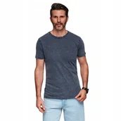 Koszulki męskie - Stylowy męski t-shirt z efektem sprania - granatowy V2 OM-TSWT-0116 r. XXL - miniaturka - grafika 1
