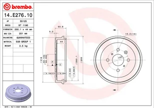 Bęben hamulcowy Brembo 14.E276.10 - Bębny hamulcowe - miniaturka - grafika 1