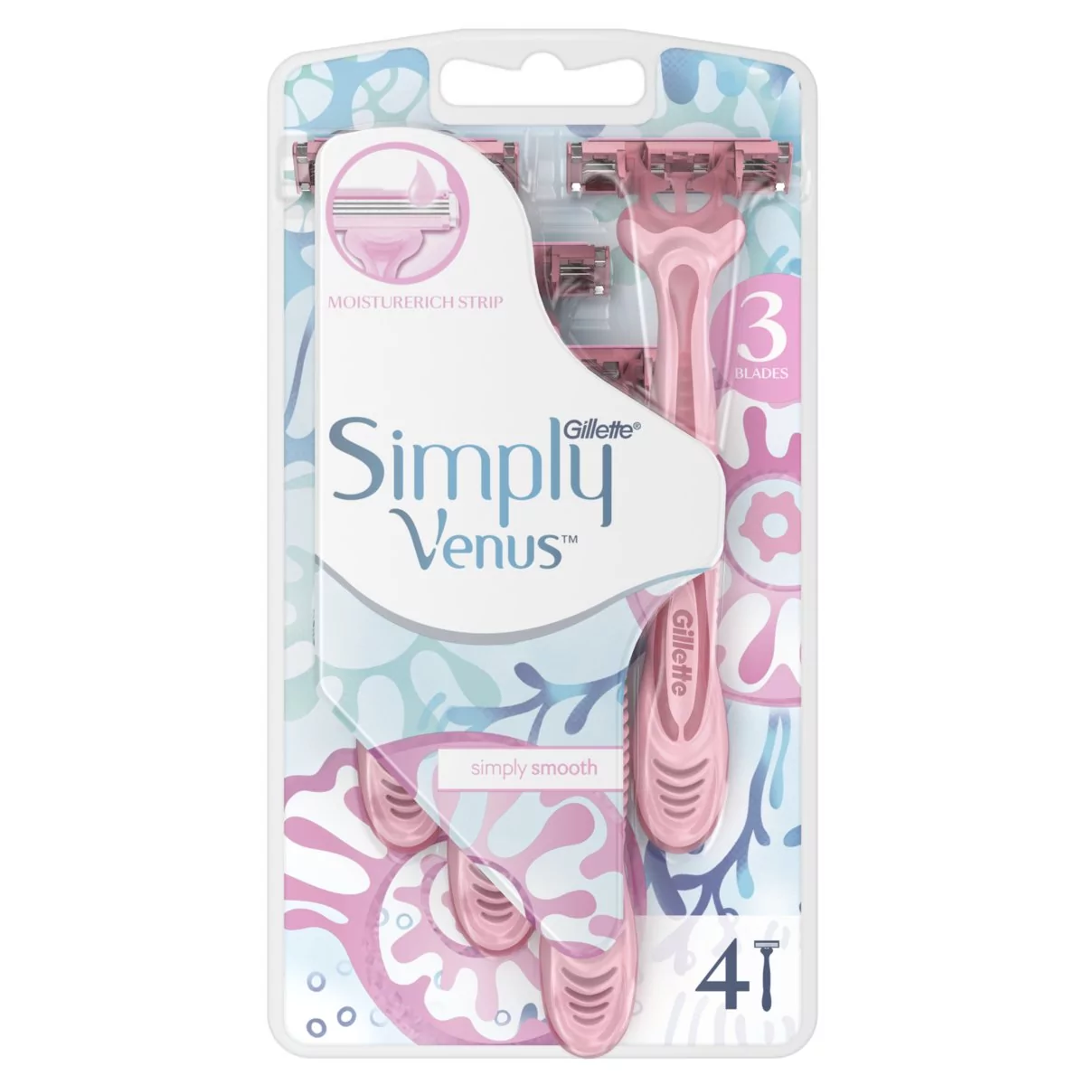 Gillette Procter&Gamble Simply Venus 3 Maszynki jednorazowe do golenia 4 sztuki