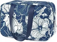 Kosmetyczki, organizery i kuferki - Duża Kosmetyczka Podróżna Do Makijażu, Organizer Dla Kobiet Niebieski Lotos - miniaturka - grafika 1