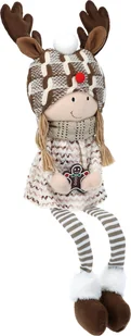 Dekoracja świąteczna, siedząca dziewczynka Renifer, 61 cm, brązowy, beżowy - Ozdoby bożonarodzeniowe - miniaturka - grafika 1