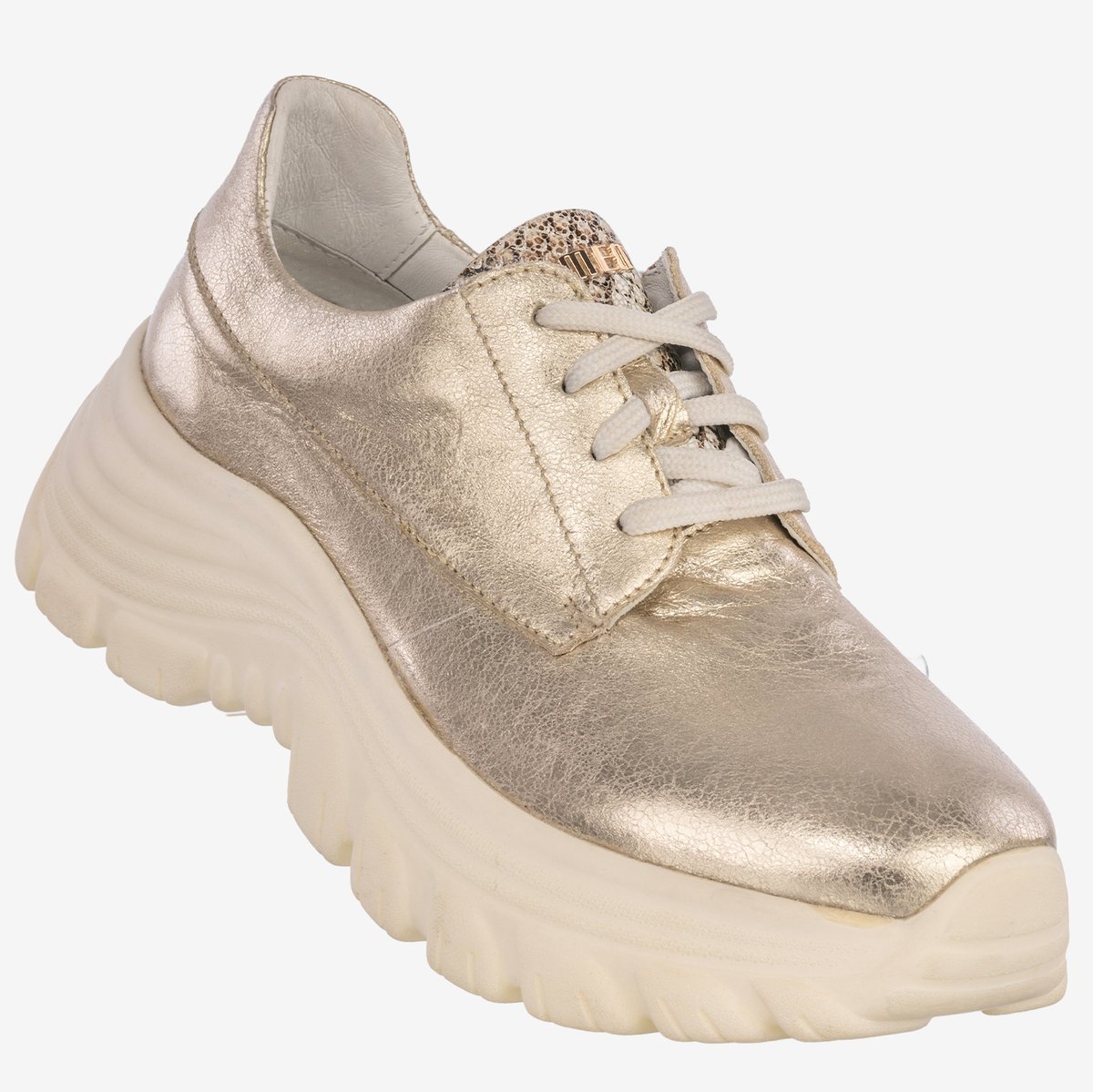 Sneakersy Buty Damskie Półbuty Skórzane Sportowe Złote Eleganckie 2365A 37 Złoty