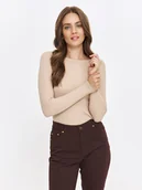 Bluzki damskie - Bluzka damska bluzka długi rękaw beżowa - SBD1554BE dopasowana, z długim rękawem - TOP SECRET - Odzieżowy sklep internetowy TOP SECRET - miniaturka - grafika 1