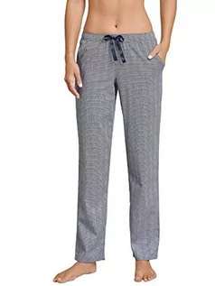 Spodnie damskie - Schiesser Damskie spodnie do spania Mix & Relax, długie spodnie piżamowe, niebieski (Nachtblau 804), 46 - grafika 1