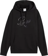 Bluzy damskie - Bluza damska Puma Ess Script Comfort Hoodie czarna 684983 01 L - miniaturka - grafika 1