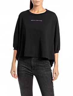 Koszulki i topy damskie - Replay T-shirt damski, 098 BLACK, XL - grafika 1