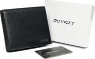 Portfele - Rovicky Poziomy portfel męski ze schowkiem na suwak, skóra naturalna, RFID Stop Rovicky Nie dotyczy - miniaturka - grafika 1