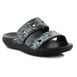 Buty dla dziewczynek - Klapki Crocs Classic Glitter Sandal Jr 207788-0C4 czarne - grafika 1