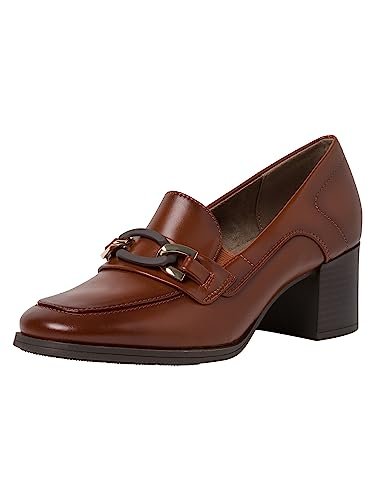 Jana Damskie Softline 8-24470-41 wygodne buty damskie z łańcuszkiem, klasyczne czółenka biznesowe, koniak, 42 EU Weit