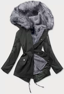 ZIMOWA PARKA DAMSKA Z PODPINKĄ KHAKI-SZARA (B533-11070) - S'WEST - Kurtki damskie - miniaturka - grafika 1