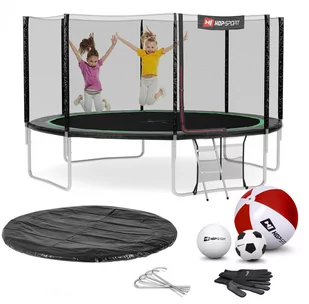 Hop-Sport Trampolina 14ft (427cm) czarno-zielona z siatką zewnętrzną 48932 - Trampoliny - miniaturka - grafika 1