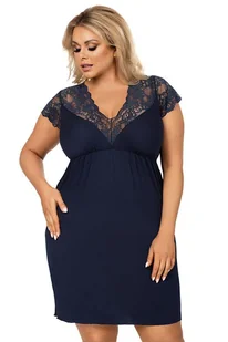 Luksusowa koszula dla pań o pełniejszych kształtach Tess granatowa 3XL - Pudełko podarunkowe - Bielizna nocna - miniaturka - grafika 1