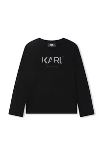 Koszulki dla dziewczynek - Karl Lagerfeld t-shirt bawełniany dziecięcy kolor czarny z nadrukiem - grafika 1