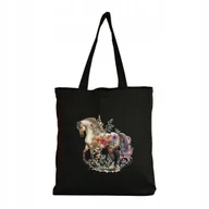 Torby i wózki na zakupy - Eko Torba na ramię Na Zakupy Shopper Torebka Koń boho akwarela kwiaty 2 - miniaturka - grafika 1