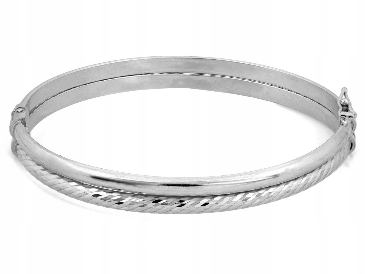 Srebrna bransoletka bangle 925 zdobiona 18mm 10.55g elegancka na prezent