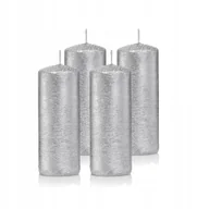 Świece - Świece świeczki walec zestaw 4 szt srebrne 10 cm - miniaturka - grafika 1