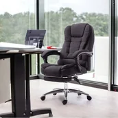 Fotele i krzesła biurowe - Fotel obrotowy BOSS z podnóżkiem - czarny MATERIAŁ KO22CZ-MAT - miniaturka - grafika 1