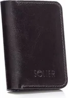 Portfele - Solier Cienki skórzany męski portfel z bilonówką SOLIER SLIM CIEMNY BRĄZ - miniaturka - grafika 1
