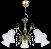 Lampy sufitowe - ELEM Żyrandol z kryształkami antyczne złoto 8613/5 21QG z serii NICEA - miniaturka - grafika 1