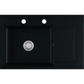 Zlewozmywaki - EOS Zlewozmywak granitowy czarny mat z ociekaczem VIERO - miniaturka - grafika 1